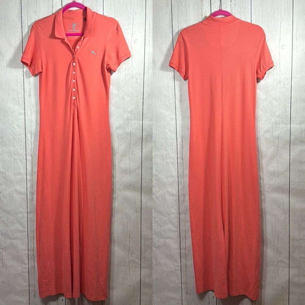 Tommy Bahama Coral Orange Polo Maxi Dress Coastal Casual Resort